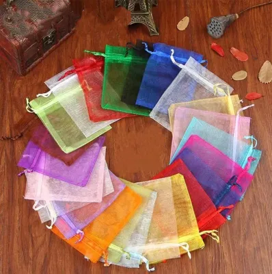 5pcs | Mesh Drawstring Pouch Small Size Candy Jewelry Wedding Party Gift Packaging Organza String Storage