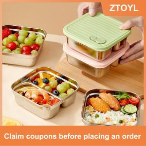【ZTOYL】 304 thép không gỉ vuông Hộp Ăn Trưa với nắp di động salad trái cây container thực phẩm Stackable rò rỉ bằng chứng Bento hộp