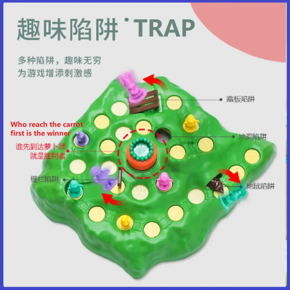 Board Game Rabbit Trap Venturing Bunny Fun For Party Games 龟兔赛跑棋牌 | Lazada