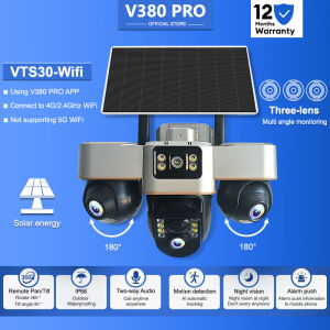 V380 Pro VTS30 Solar IP66 Three gimbal Wireless Outdoor waterproofing Three lens Wifi CCTV Camera Built-in Battery 4G Sim Card