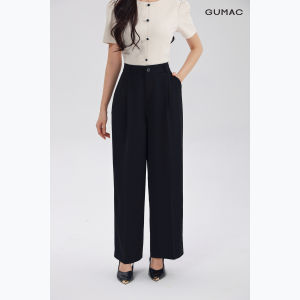 [MUA 2 GIẢM 70K] Quần Ống Rộng Nữ 98cm GUMAC Quần Tây Công Sở Lưng Cao Chiết Ly Vải Chéo Thái Cạp Cao Tôn Dáng LQF0906