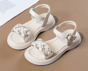 Dép Sandal Dép Quai Hậu Bé Gái 3-12 Tuổi Dép Xăng Đan Mẫu Dệt Đính Đá Lấp Lánh