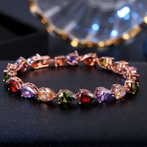 XINSU38 Vintage Rainbow Zircon Bracelet Ornaments Luxury Colored Crystal Bracelet Delicate Wrist Adornment Rhinestone Bracelet Lady/Men