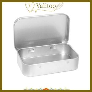 [Valitoo] กล่องดีบุกขนาดเล็กที่ว่างเปล่าทรงสี่เหลี่ยมผืนผ้าโลหะกล่องใส่ลูกกวาดแบบกดภาชนะบรรจุแบบมีบานพับกล่องเก็บของขนาดเล็ก