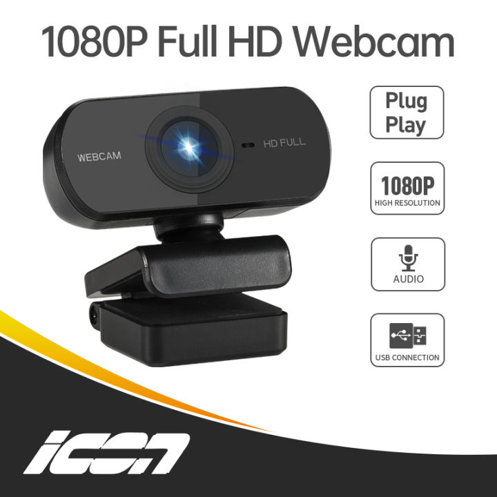ICON Webcam for PC Webcam for Laptop 90° Wide-Angle Camera Web Camera for PC with Built-in Noise Cancelling Microphone USB Plug and Play Live Streaming Video Conference Webcam for Desktop Computer
