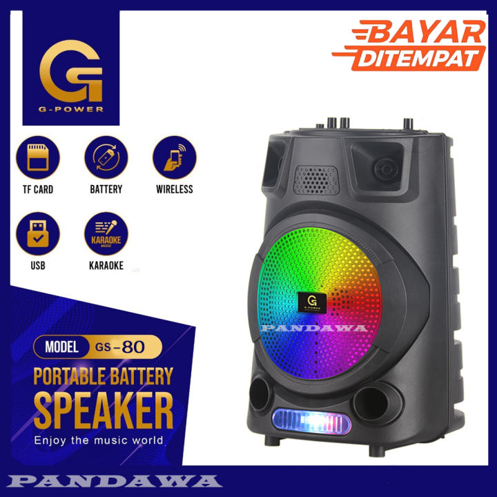 SPEAKER BLUETOOTH PORTABLE GS-80 G-POWER FREE MIC WIRELESS