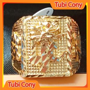 Nhẫn nam phong thủy chạm rồng mạ vàng N899-112-UA Tubi Cony - May Mắn - Mạnh Mẽ
