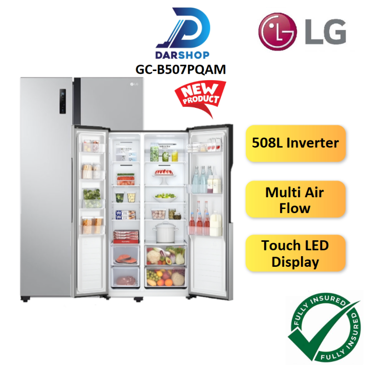 LG Side By Side Refrigerator Inverter Fridge 508L Peti Ais Peti Sejuk Side By Side 冰箱 GC