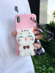 Wallet Character Lucky Cat silicon case for Oppo A15 A15S A12 A5S A7 F9 F11 F11Pro Vivo Y11S Y12S Y12A Y12i Y15A Y15S Y20 Y20i Y20S Y30 Y30i Y50 Y50i Y91 Y93 Y95 Y11 Y12 Y15 Y17 S1 Huawei Y7 Y9 Y9Prime Y9S Realme 5 5i Realme6 6i C3 C12 C15 C25