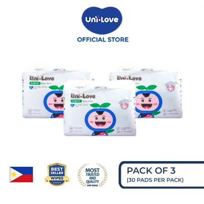 Uni-Love Slim Fit Baby Pants 30s (X-Large) Pack of 3 - Hypoallergenic | Super Absorbent | Ultrasoft | Neutralizes PH Level | Double Leakguard | Pants type | Breathable