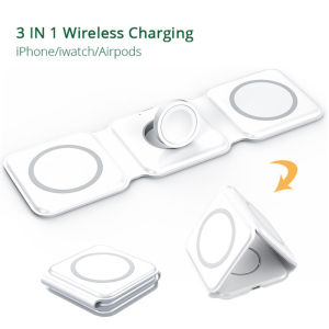 3 in 1 Magnetic Wireless Charger Pad Stand for iPhone16 15 14 13 12 11 Pro Airpods iWatch Qi Chargers Fast Charging Dock Station