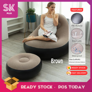 SKPLUS Inflatable Flocking Air Single Chair With Footrest Lazy Sofa Foldable Indoor And Outdoor Sofa Malas Pam Udara Sofa Beanbg Kembung - Fulfilled by SKPLUS