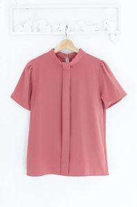 Narinari : MT5239 Sophie Band Collar Placket Blouse