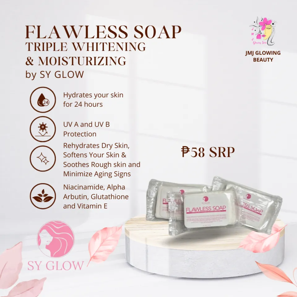 SY Glow Flawless Soap Triple Whitening and Moisturizing Sensitive Skin  Moisturizer Vitamin E And Glutathione Brightening And Blemish Treatment  Regular Size Travel Soap - Lazada | Lazada PH