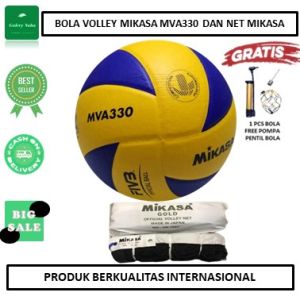 PAKETAN BOLA VOLLY/VOLI MIKASA MVA330/MV330 DAN NET VOLI MIKASA GOLD - BOLA STANDART INTERNASIONAL - SIAP MAIN