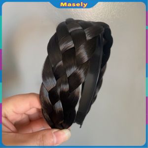Masely Wide-brimmed Wig Braid Headband Thickened Wide Braid Twist Headband Wig Width 4.5cm