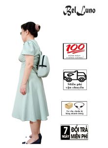 SET VÁY ĐẦM TRUNG NIÊN + BALO THỜI TRANG CHẤT COTTON THOÁNG MÁT CHO MẸ DỰ TIỆC SANG TRỌNG. VÁY ĐẦM BIGSIZE MÃ BLS06-164