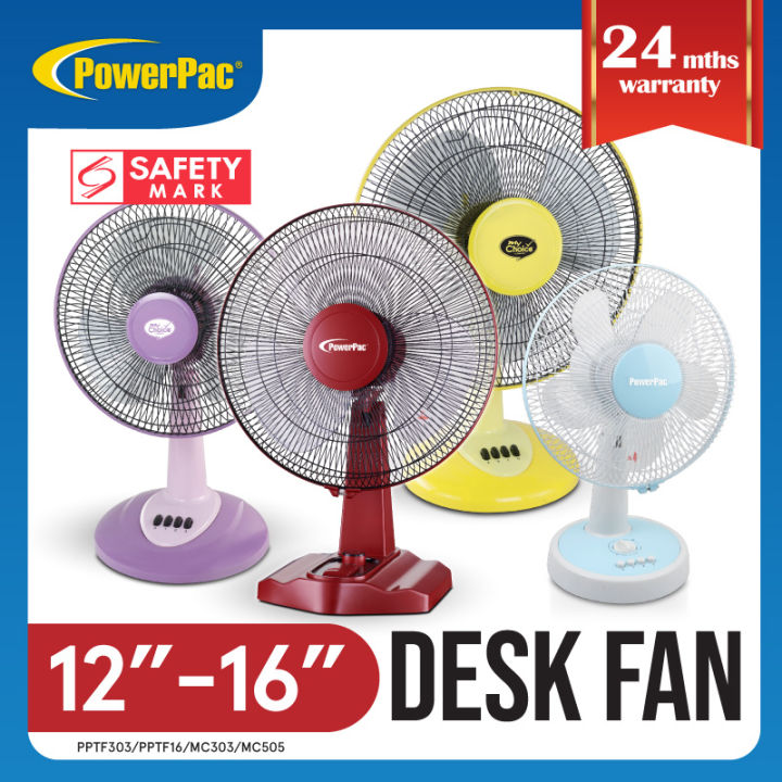 PowerPac Table fan, Desk fan 12 /16 Inch with Oscillation (PPTF303/PPTF16/MC303/MC505) Lazada