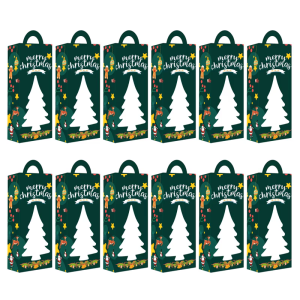 Gói 12 hình cây thông giáng sinh hộp quà tặng có thể tái chế các tông tiệc tùng lễ hội kẹo bao bì bánh quy Túi xách