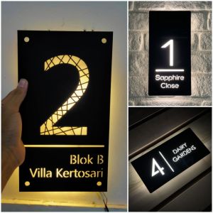 Nomor Rumah Akrilik LED Minimalis Modern