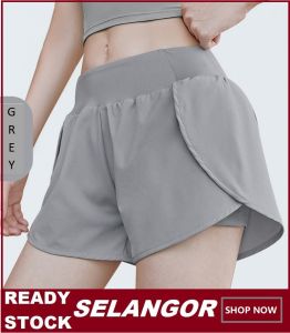 Women Sports Yoga Shorts Pants Running Jogger Short Pants Gym Exercise Slim Fit Fake Two Pieces Design Short Pants