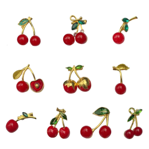 Summer Themed Cherry Brooch For Outfit Upgrade Metal Alloy Pin For Parties Dates Everyday Use