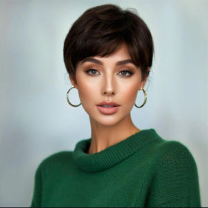 Wig Ladies Black Oblique Bangs Short Straight Hair Silk Mechanism Full Headgear Resistant to Hot and High Temperature