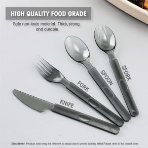 25 PCS Disposable Utensils Cutlery Set Plastic Spoon Plastic Fork Plastic Spork For Catering Parties Office And Home Use
