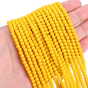 สายคล้องแว่นตาลูกปัดสีทึบแก้ว4มม. 95ชิ้น/Str สำหรับทำเครื่องประดับ DIY ทำสร้อยข้อมือ