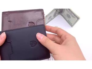 AE Exclusive to Russia RFID Mens Top Layer Cowhide Dollar Clip Wallet Best-selling card holder and coin purse