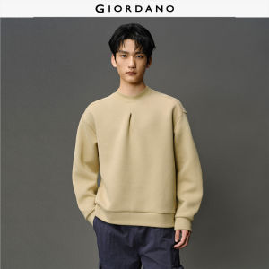 Giordano Men Inverted pleat round neck oversized sweatshirt Free Shipping 12025009