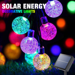 Solar String Lights Christmas Lights Outdoor 100 Led Crystal Light 8 Modes Waterproof Solar Powered Garden Decor