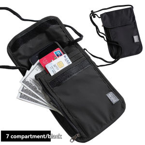 1ชิ้นกระเป๋ากระเป๋าเก็บของกันน้ำ RFID บัตรพาสสปอร์ตซองใส่พาสปอร์ตกระเป๋าคล้องคอไนล่อนกระเป๋าบัตรพาสสปอร์ตเอกสาร