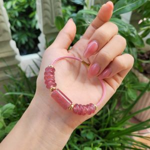 Q267 Vòng cáp lu thống 2 ngũ điếu Thạch Anh Dâu Hồng Hỏa và Thổ - Phong Thuỷ TUDO P