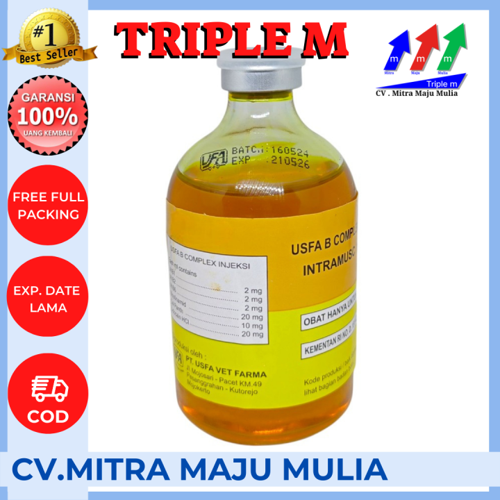 USFA%20B%20COMPLEX%20INJEKSI%20100%20ml%20-%20Vitamin%20B%20Kompleks%20100%20ml%20Hewan%20Ternak%20TRIPLE%20M%20-%20Image%202