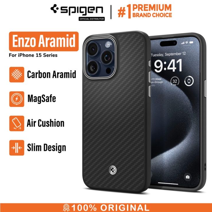 Case iPhone 15 Pro Max Plus Spigen Enzo Aramid Magsafe Carbon Casing  Lazada Indonesia
