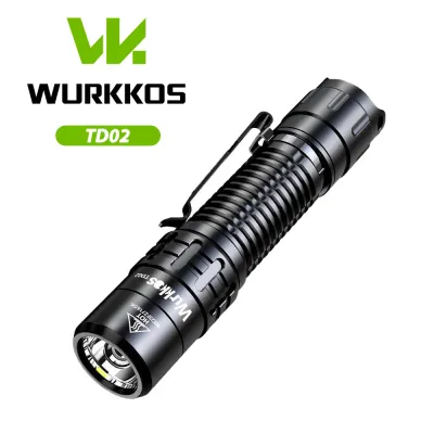 Wurkkos TD02 18650สว่างมากไฟฉายแบบพกพาสามารถชาร์จใหม่ได้ลูเมนไฟฉายยุทธวิธีสูงพร้อมไฟฉาย EDC ชาร์จได้ชนิด C
