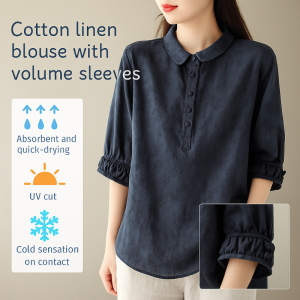 High-End Retro Mid-Sleeve Shirt Slim And Skinny Cover Meat Jacquard Shirt Womens Flower Shirt