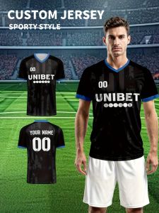 Jeans Fritz Custom 3D Print Blue Black Vertical Stripe Unibet Soccer Jersey Sporty Style Football Shirt for Men Women Training Match with Fast Delivery Cod Free Shipping High Quality Breathable Soft Touch Comfort Fit