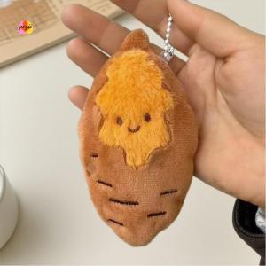 Cute Roasted Sweet Potato Plush Doll Keychain Cartoon Simulated Food Stuffed Doll Pendant Decorative Accessories Gifts