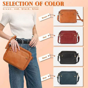 Three Layer Genuine Leather Crossbody Bag for Women 2023 Shoulder Mobile Phone Bag for Ladies Girls Female Clutch Messenger Pack