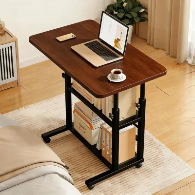 【VIDKHSY Store】Adjustable Mobile Laptop Table with Wheels | Mobile Bedside Table Adjustable Height Study Table for Bedroom Living Room Office Desk