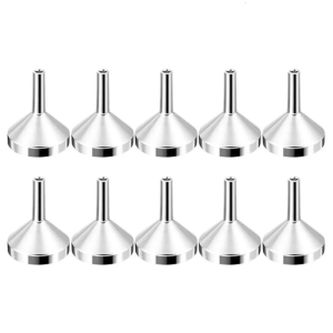 10Pieces Small Metal Funnel Liquid Packaging Tool Suitable for Transferring Perfumes into Atomisers or Handbag Pumpers