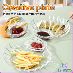 Need 1Pc Shell Shape Dish Transparent Dumpling Plate Spit Bone Plate Dumpling Sushi Sauce Plate