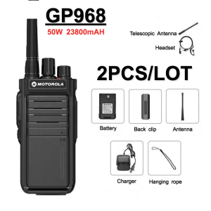 Motorola Walkie Talkie UHF 50W 8KM 23800mAH 22Days Long Standby USB Charging GP968【2Units/Set】