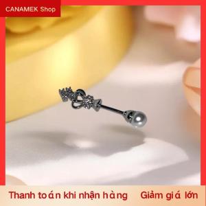 CS 1pcs Vương Miện Ngọc Trai thép titan xoắn ốc tai xương móng tay thời trang Y2K Bông tai cho phụ nữ tai đồ trang sức quà tặng