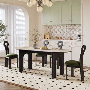 Dining Table French R Rock Board Oval Table Dining Table White Waxwood Arch Table Leg Dining Table Household Furniture