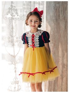 Ready to ship Girls Snow White Princess Dress with headband Holiday Costumes Role Play Cosplay Party Dress-up Birthday party Disneys Dress