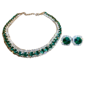 FLUTE Vintage Crystal Necklace Retro Handmade Necklace Earrings Set Jewelry Gift Luxury Rhinestone Choker Necklace Jewelry Accessories