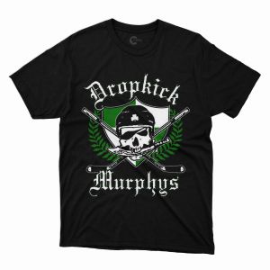 Kaos Band Dropkick Murphys Hitam Gaya Rapi dengan Jahitan Rapi dan Logo Ikonik
